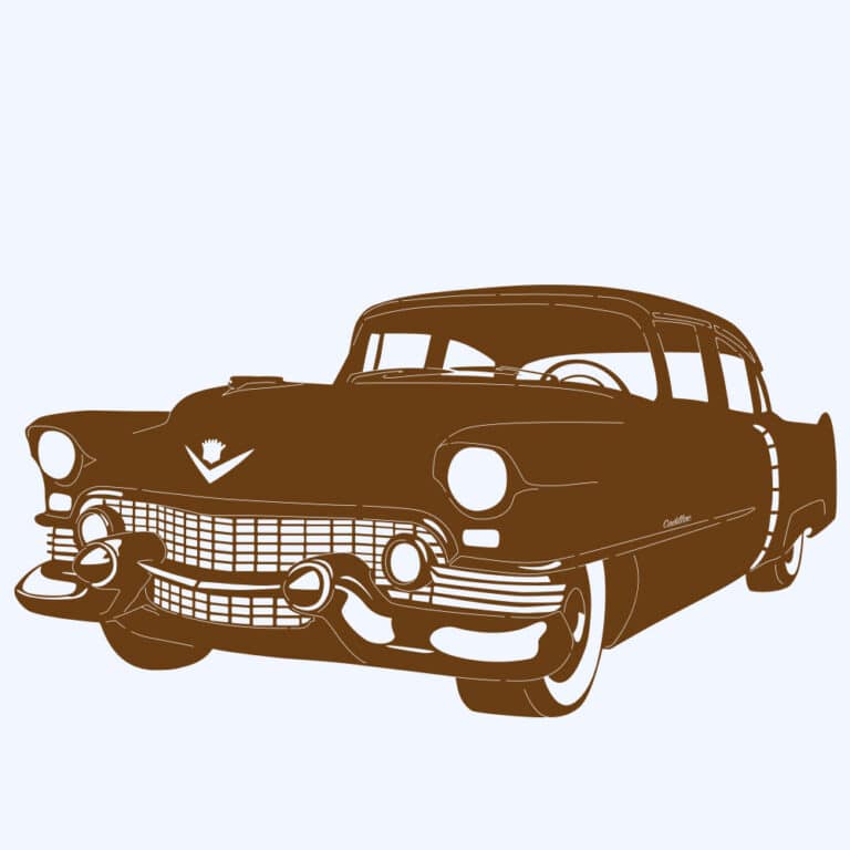 Rostfigur-Prototyp – rostbraun eingefärbte Form vom Cadillac Fleetwood 1954