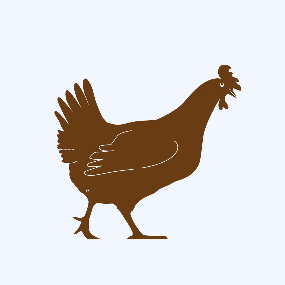 Rostprototyp – rostbraun eingefärbte Form der Rostfigur Huhn