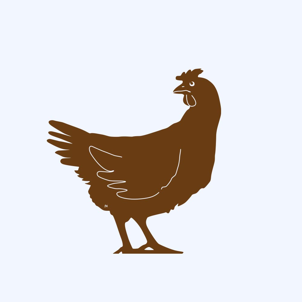 Rostprototyp – rostbraun eingefärbte Form der Rostfigur Huhn