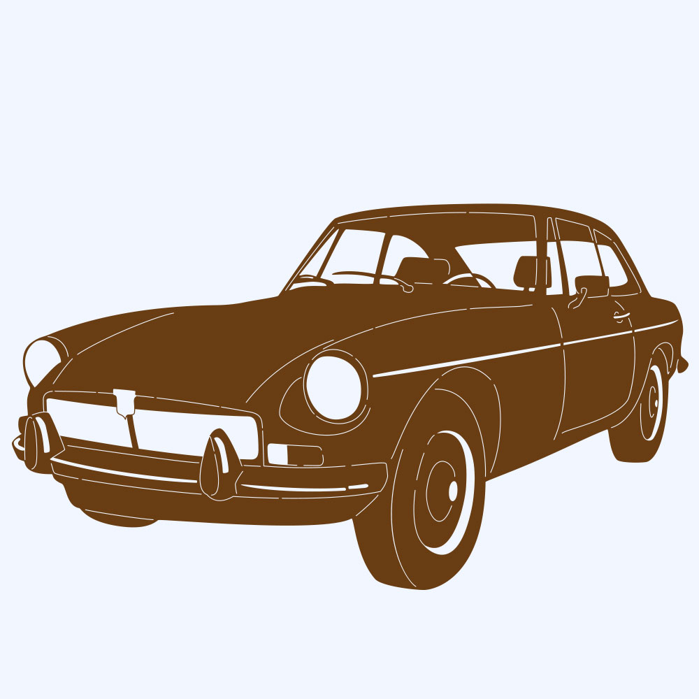 Rostprototyp – rostbraun eingefärbte Form des Fahrzeuges MG