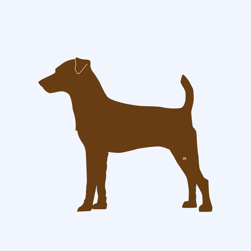 Rostprototyp – rostbraun eingefärbte Form der Rostfigur Parson Russel Terrier