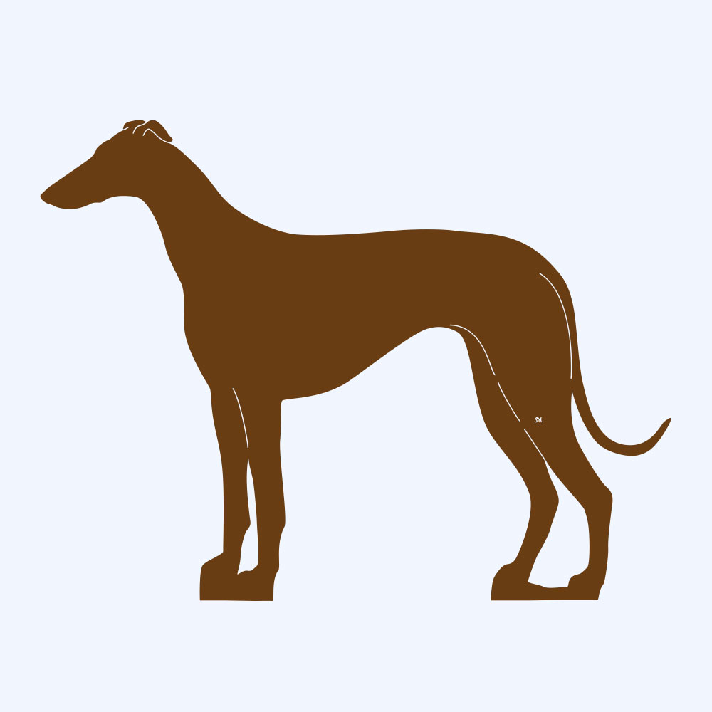 Rostprototyp – rostbraun eingefärbte Form der Rostfigur Windhund